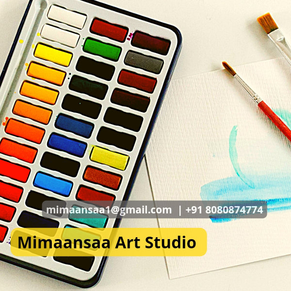 Art Material for Intermediate Drawing Grade Exam Practice work Water Colour Brushes on White paper used by students in Classes